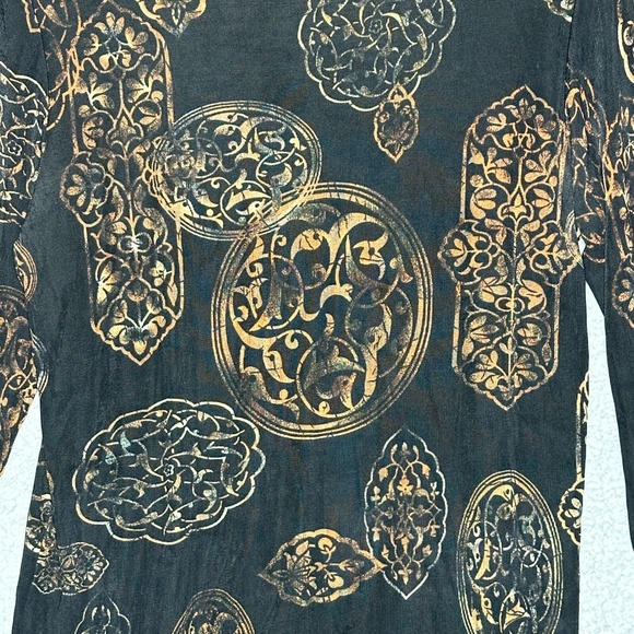 Chicos Travelers Art‎ to Wear Top Long Sleeve Brown Black Casual Y2K Travel - Picture 9 of 10